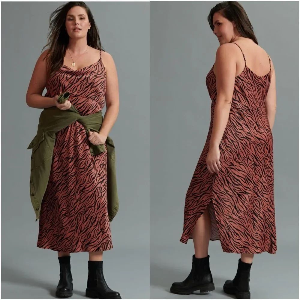 Anthropologie Elyse Printed Bias Slip Dress XS